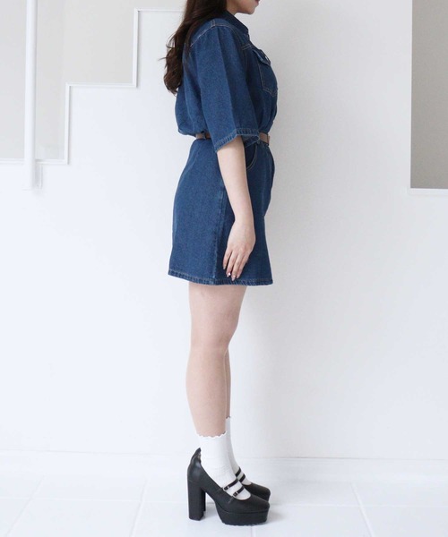 titty&Co. PETIT(ティティアンドコープティ)の「【titty&Co.PETIT 】デニムサファリワンピース(ワンピース・レディース・インディゴブルー・FREE)」の8枚目の写真