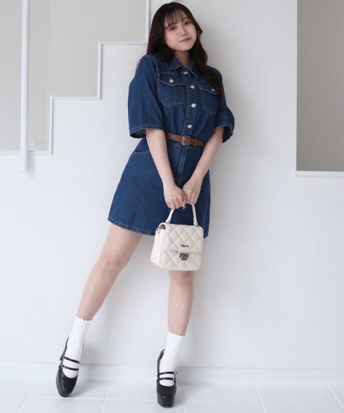 titty&Co. PETIT(ティティアンドコープティ)の「【titty&Co.PETIT 】デニムサファリワンピース(ワンピース・レディース・インディゴブルー・FREE)」の4枚目の写真