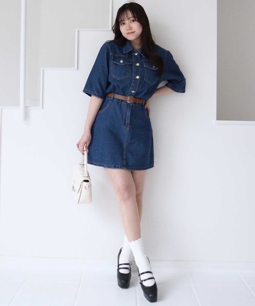 titty&Co. PETIT(ティティアンドコープティ)の「【titty&Co.PETIT 】デニムサファリワンピース(ワンピース・レディース・インディゴブルー・FREE)」の6枚目の写真