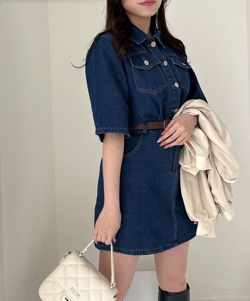 titty&Co. PETIT(ティティアンドコープティ)の「【titty&Co.PETIT 】デニムサファリワンピース(ワンピース・レディース・インディゴブルー・FREE)」の16枚目の写真