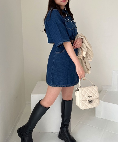 titty&Co. PETIT(ティティアンドコープティ)の「【titty&Co.PETIT 】デニムサファリワンピース(ワンピース・レディース・インディゴブルー・FREE)」の18枚目の写真