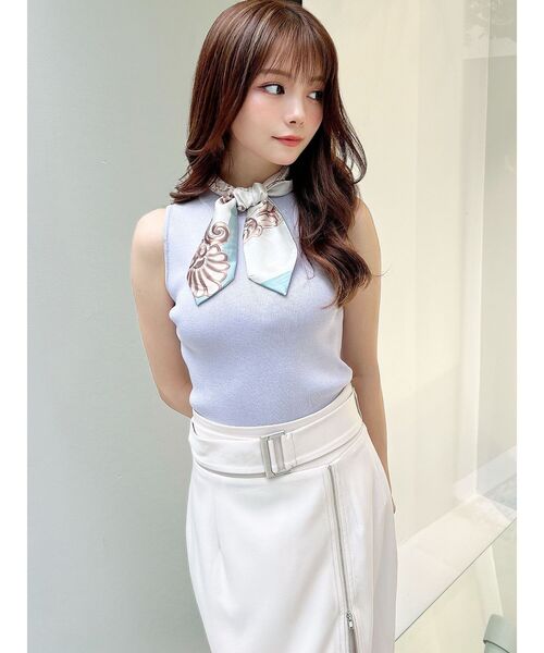 RESEXXY（リゼクシー）の「ノースリーブスカーフニットトップス（タンクトップ・レディース・ラベンダー/ホワイト/ブラウン/ブラック・FREE）」の11枚目の写真