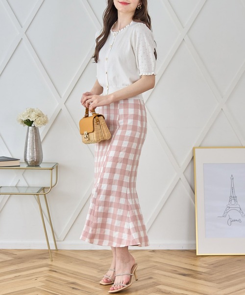 tocco closet（トッコ　クローゼット）の「ギンガムチェックマーメイドスカート（スカート・レディース・ピンク系その他/チャコール・M）」の3枚目の写真