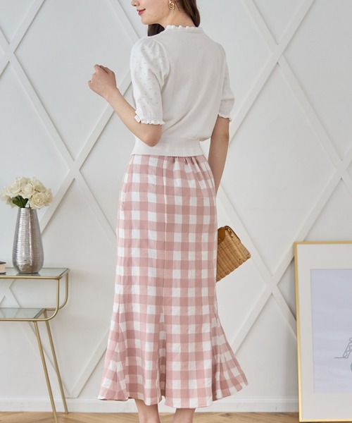 tocco closet（トッコ　クローゼット）の「ギンガムチェックマーメイドスカート（スカート・レディース・ピンク系その他/チャコール・M）」の6枚目の写真