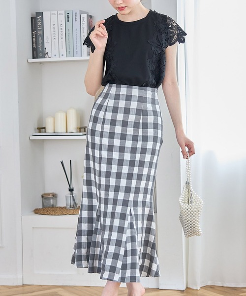 tocco closet（トッコ　クローゼット）の「ギンガムチェックマーメイドスカート（スカート・レディース・ピンク系その他/チャコール・M）」の19枚目の写真