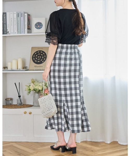tocco closet（トッコ　クローゼット）の「ギンガムチェックマーメイドスカート（スカート・レディース・ピンク系その他/チャコール・M）」の13枚目の写真