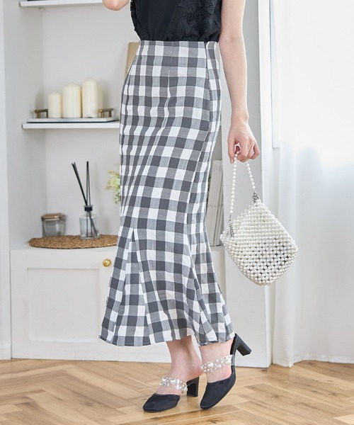 tocco closet（トッコ　クローゼット）の「ギンガムチェックマーメイドスカート（スカート・レディース・ピンク系その他/チャコール・M）」の10枚目の写真