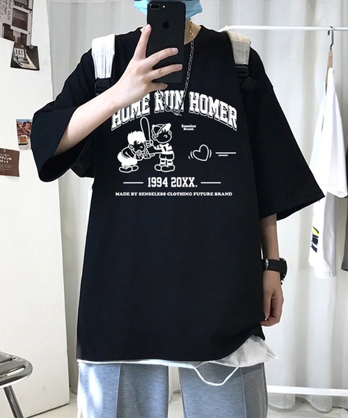 ILL'S(イルズ)の「韓国ストリート ビッグシルエット プリントアソートTシャツ カットソー ユニセックス(Tシャツ/カットソー・メンズ・ブルー/ホワイト系/ブルー系その他2/ベージュ/ベージュ系その他3/ブルー系/ブラック系その他/ブラック系1/ブラック系その他6/グレー系/ブラック系/ブラウン系その他3/ホワイト系その他4/オレンジ系その他5/ベージュ系/グレー系1/ブラック/ホワイト系その他5/ホワイト/ブラック系その他7/ホワイト系1/ブラック系その他5/ブラック系その他4/ホワイト系その他/ブラック系その他3/ブラック系その他2/ホワイト系その他6/ホワイト系その他2/ベージュ系その他/ホワイト系その他7/グレー系その他7/ブラウン系3・M/L)」の12枚目の写真