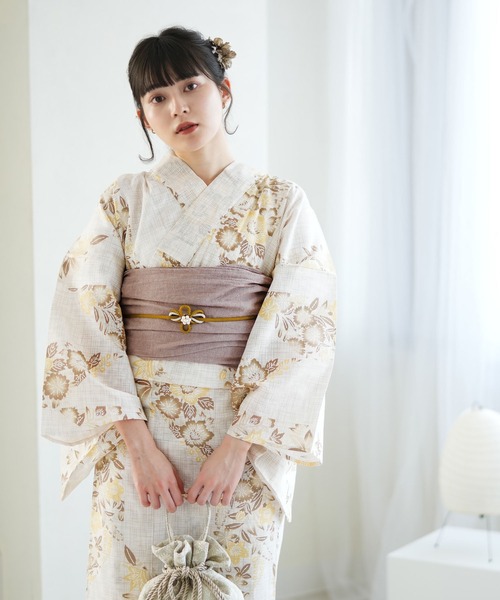 utatane（ウタタネ）の「浴衣3点セット 綿絽 シーグリーンとから