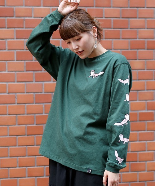 go slow caravan(ゴースローキャラバン)の「go slow caravan USAコットン レオパードゲッコーTシャツ【WEB限定】(Tシャツ/カットソー・レディース・ダークグリーン/ピンク/ホワイト/ブラック・MEDIUM)」の1枚目の写真