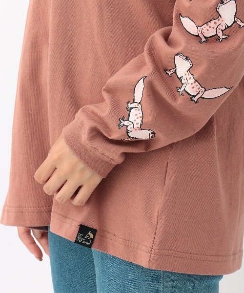 go slow caravan(ゴースローキャラバン)の「go slow caravan USAコットン レオパードゲッコーTシャツ【WEB限定】(Tシャツ/カットソー・レディース・ダークグリーン/ピンク/ホワイト/ブラック・MEDIUM)」の17枚目の写真