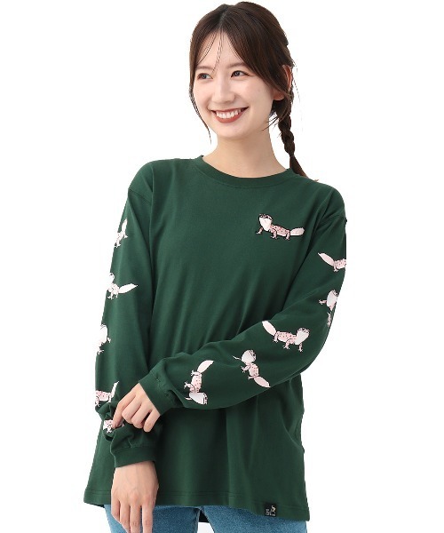 go slow caravan(ゴースローキャラバン)の「go slow caravan USAコットン レオパードゲッコーTシャツ【WEB限定】(Tシャツ/カットソー・レディース・ダークグリーン/ピンク/ホワイト/ブラック・MEDIUM)」の13枚目の写真