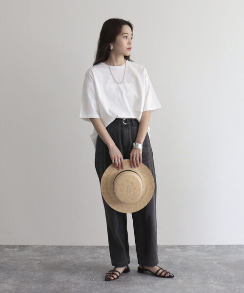 fredy emue(フレディエミュ)の「【fredy emue】シルケット後ろZIP T-shirt(Tシャツ/カットソー・レディース・カーキ/チャコールグレー/オフホワイト・38)」の4枚目の写真
