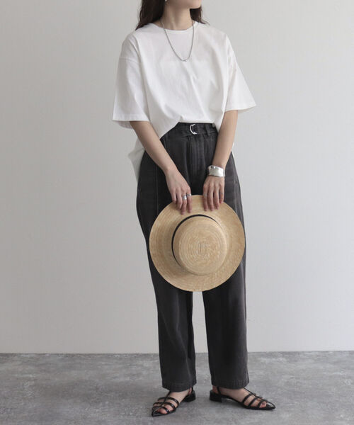 fredy emue(フレディエミュ)の「【fredy emue】シルケット後ろZIP T-shirt(Tシャツ/カットソー・レディース・カーキ/チャコールグレー/オフホワイト・38)」の7枚目の写真