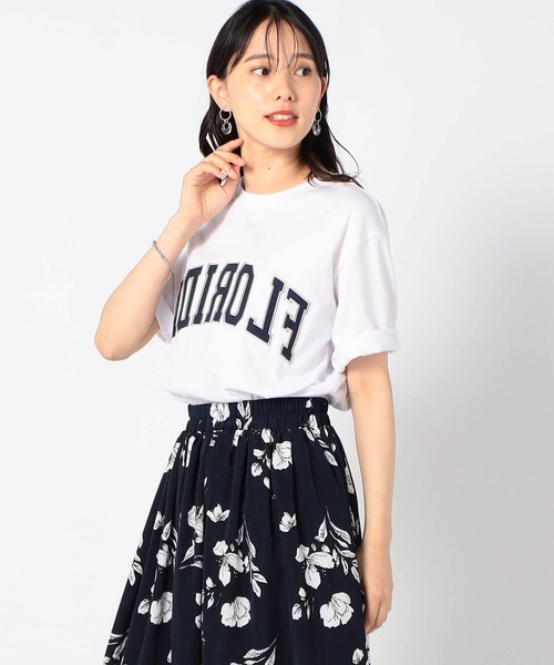 Grand PARK（グランドパーク）の「反転ロゴ パッチワークTシャツ（Tシャツ/カットソー・レディース・アッシュグレー/ホワイト/グリーン/レッド・FREE）」の2枚目の写真