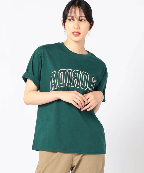 Grand PARK（グランドパーク）の「反転ロゴ パッチワークTシャツ（Tシャツ/カットソー・レディース・アッシュグレー/ホワイト/グリーン/レッド・FREE）」の4枚目の写真