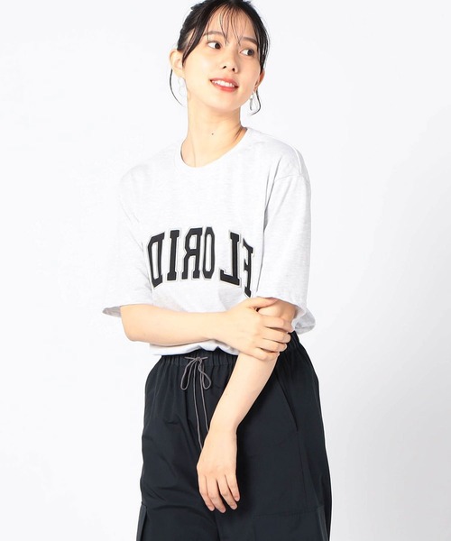 Grand PARK（グランドパーク）の「反転ロゴ パッチワークTシャツ（Tシャツ/カットソー・レディース・アッシュグレー/ホワイト/グリーン/レッド・FREE）」の3枚目の写真