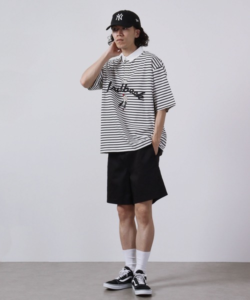 Red Cap Girl(レッドキャプガール)の「Red Cap Girl ヘビーウェイト 天竺 フロントプリント ビッグシルエット ラガーTシャツ 半袖(Tシャツ/カットソー・メンズ・ブルー/ホワイト×ブラック/ブラック×ホワイト/ブラック・M/L)」の21枚目の写真