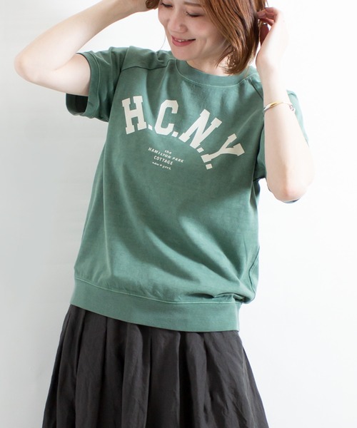 ALL ORDINARIES（オールオーディナリーズ）の「ピグメント染め H.C.N.Y. ラグラン半袖Tシャツ（Tシャツ/カットソー・レディース・グリーン/グレー/ピンク/アイボリー・S/M/L/XL）」の3枚目の写真