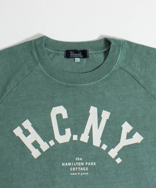 ALL ORDINARIES（オールオーディナリーズ）の「ピグメント染め H.C.N.Y. ラグラン半袖Tシャツ（Tシャツ/カットソー・レディース・グリーン/グレー/ピンク/アイボリー・S/M/L/XL）」の9枚目の写真