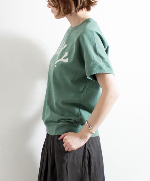 ALL ORDINARIES（オールオーディナリーズ）の「ピグメント染め H.C.N.Y. ラグラン半袖Tシャツ（Tシャツ/カットソー・レディース・グリーン/グレー/ピンク/アイボリー・S/M/L/XL）」の5枚目の写真