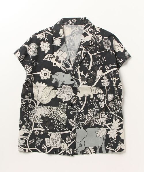 BOHEMIANS(ボヘミアンズ)の「BOHEMIANS/ボヘミアンズ F/SLEEVE SHIRTS JUNGLE POP フレンチスリーブシャツ ジャングル BS-358-02(シャツ/ブラウス・レディース・ブラック系その他/その他24・M)」の1枚目の写真