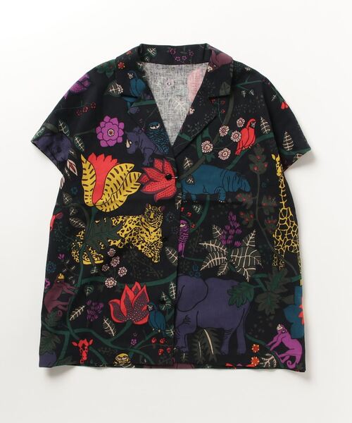 BOHEMIANS(ボヘミアンズ)の「BOHEMIANS/ボヘミアンズ F/SLEEVE SHIRTS JUNGLE POP フレンチスリーブシャツ ジャングル BS-358-02(シャツ/ブラウス・レディース・ブラック系その他/その他24・M)」の2枚目の写真