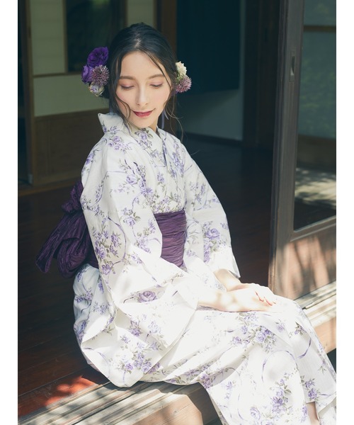 Maison de FLEUR（メゾンドフルール）の「フレンチローズ浴衣（浴衣・レディース・ピンク/パープル・FREE）」の8枚目の写真