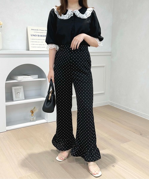 apres jour（アプレジュール）の「アソート裾フリルパンツ【ZOZOTOWN限定アイテム】（その他パンツ・レディース・ブラック/ホワイト系その他/ブラック系その他/ピンクベージュ・SMALL/X-LARGE/MEDIUM）」の9枚目の写真