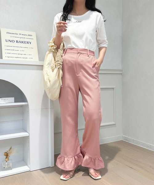 apres jour（アプレジュール）の「アソート裾フリルパンツ【ZOZOTOWN限定アイテム】（その他パンツ・レディース・ブラック/ホワイト系その他/ブラック系その他/ピンクベージュ・SMALL/X-LARGE/MEDIUM）」の14枚目の写真