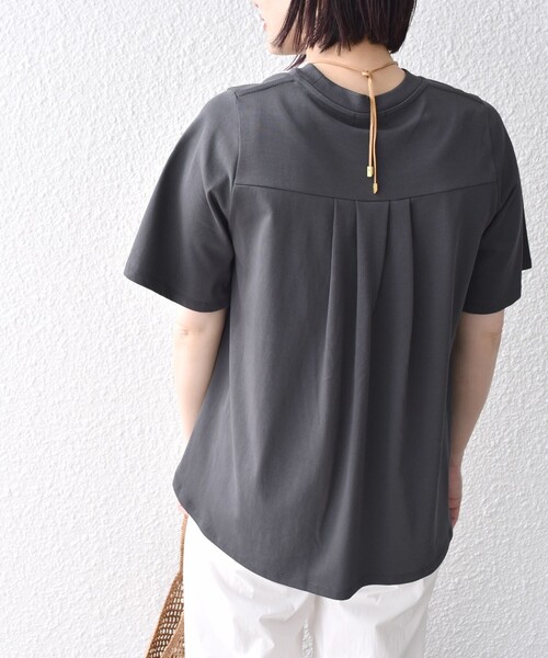 SHIPS（シップス）の「* オーガニックコットン スリット スリーブ フレア TEE◇（Tシャツ/カットソー・レディース・チャコールグレー/オフホワイト/グリーン・ONE SIZE）」の11枚目の写真