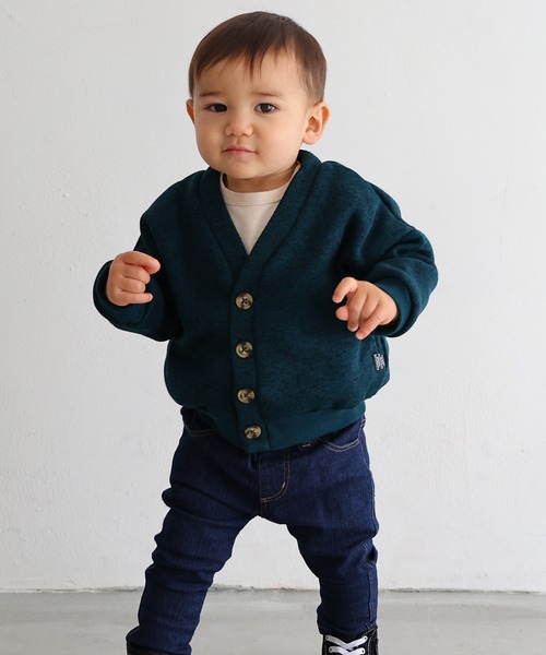 PUPPAPUPO(プッパプーポ)の「ニット フリース カーディガン(カーディガン/ボレロ・キッズ・ブラック/グレー/グリーン・140/120/130/90/110/80/100)」の4枚目の写真