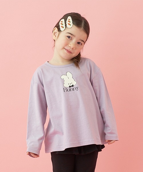 Lycee mine（リセマイン）の「【型崩れしないやわらかコットン】アソートプリントAラインTシャツ（Tシャツ/カットソー・キッズ・ミント/ピンク/ラベンダー/アイボリー/ネイビー/グレイッシュベージュ・100cm/110cm/120cm/130cm/150cm/140cm）」の5枚目の写真