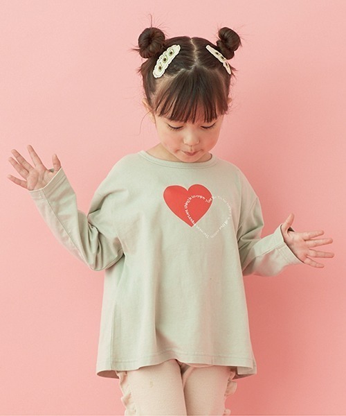 Lycee mine（リセマイン）の「【型崩れしないやわらかコットン】アソートプリントAラインTシャツ（Tシャツ/カットソー・キッズ・ミント/ピンク/ラベンダー/アイボリー/ネイビー/グレイッシュベージュ・100cm/110cm/120cm/130cm/150cm/140cm）」の3枚目の写真