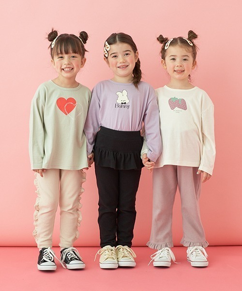 Lycee mine（リセマイン）の「【型崩れしないやわらかコットン】アソートプリントAラインTシャツ（Tシャツ/カットソー・キッズ・ミント/ピンク/ラベンダー/アイボリー/ネイビー/グレイッシュベージュ・100cm/110cm/120cm/130cm/150cm/140cm）」の7枚目の写真