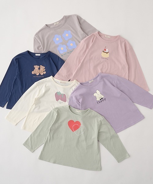 Lycee mine（リセマイン）の「【型崩れしないやわらかコットン】アソートプリントAラインTシャツ（Tシャツ/カットソー・キッズ・ミント/ピンク/ラベンダー/アイボリー/ネイビー/グレイッシュベージュ・100cm/110cm/120cm/130cm/150cm/140cm）」の19枚目の写真