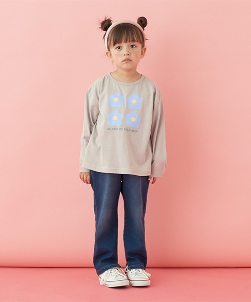 Lycee mine（リセマイン）の「【型崩れしないやわらかコットン】アソートプリントAラインTシャツ（Tシャツ/カットソー・キッズ・ミント/ピンク/ラベンダー/アイボリー/ネイビー/グレイッシュベージュ・100cm/110cm/120cm/130cm/150cm/140cm）」の9枚目の写真