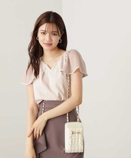 PROPORTION BODY DRESSING(プロポーションボディドレッシング)の「チェーンポイントブラウス / 1213210704(シャツ/ブラウス・レディース・ベージュ/ホワイト系その他/ネイビー・MEDIUM/SMALL)」の3枚目の写真