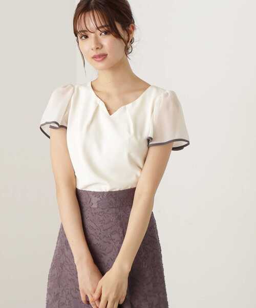 PROPORTION BODY DRESSING(プロポーションボディドレッシング)の「チェーンポイントブラウス / 1213210704(シャツ/ブラウス・レディース・ベージュ/ホワイト系その他/ネイビー・MEDIUM/SMALL)」の2枚目の写真