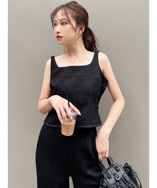 RESEXXY（リゼクシー）の「スウェットコルセットトップス【セットアップ着用可能】（スウェット・レディース・チャコールグレー/アイボリー/ブラック・FREE）」の17枚目の写真