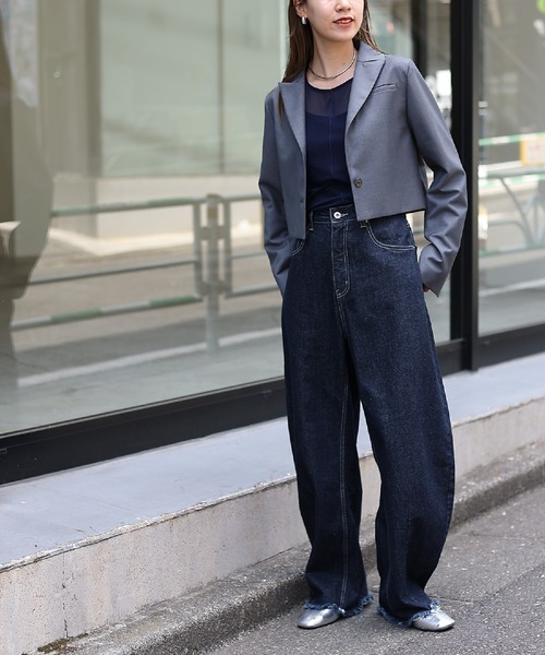 COLONY 2139（コロニートゥーワンスリーナイン）の「シアーメロー切替トップス（Tシャツ/カットソー・レディース・グリーン/グレー/ネイビー/ブラック・FREE）」の18枚目の写真