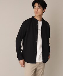 ◆【シワになりにくい/吸水速乾/洗える/イージーケア】テックリーノバンドカラーシャツ