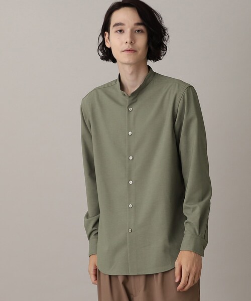 THE SHOP TK （ザ ショップ ティーケー ）の「◆【シワになりにくい/吸水速乾/洗える/イージーケア】テックリーノバンドカラーシャツ（シャツ/ブラウス・メンズ・カーキ/チャコールグレー/ブラック/オフホワイト・03/02/04）」の10枚目の写真