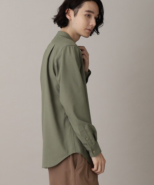 THE SHOP TK （ザ ショップ ティーケー ）の「◆【シワになりにくい/吸水速乾/洗える/イージーケア】テックリーノバンドカラーシャツ（シャツ/ブラウス・メンズ・カーキ/チャコールグレー/ブラック/オフホワイト・03/02/04）」の11枚目の写真