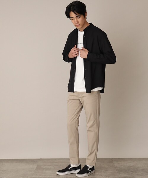 THE SHOP TK （ザ ショップ ティーケー ）の「◆【シワになりにくい/吸水速乾/洗える/イージーケア】テックリーノバンドカラーシャツ（シャツ/ブラウス・メンズ・カーキ/チャコールグレー/ブラック/オフホワイト・03/02/04）」の15枚目の写真