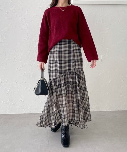 mysty woman（ミスティウーマン）の「イレギュラーヘムチェックスカート 978495（スカート・レディース・ホワイト系その他/ブラック系その他・FREE）」の22枚目の写真