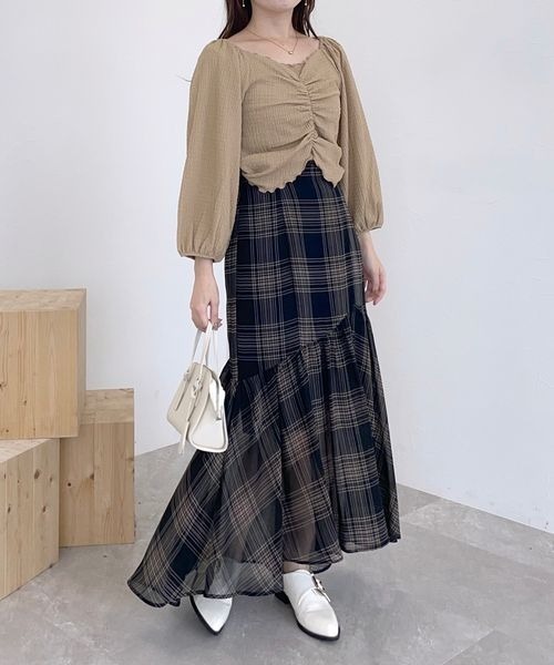 mysty woman（ミスティウーマン）の「イレギュラーヘムチェックスカート 978495（スカート・レディース・ホワイト系その他/ブラック系その他・FREE）」の17枚目の写真