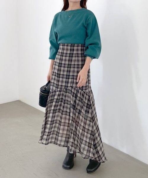 mysty woman（ミスティウーマン）の「イレギュラーヘムチェックスカート 978495（スカート・レディース・ホワイト系その他/ブラック系その他・FREE）」の20枚目の写真