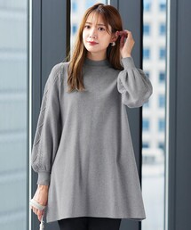 袖ケーブルニットチュニック