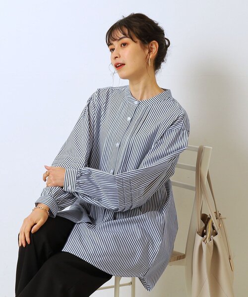 Cutie Blonde（キューティーブロンド）の「◆タックボリュームスリーブ チュニックブラウス（シャツ/ブラウス・レディース・ネイビー系2/ホワイト系/ブラック・01/03/02）」の3枚目の写真